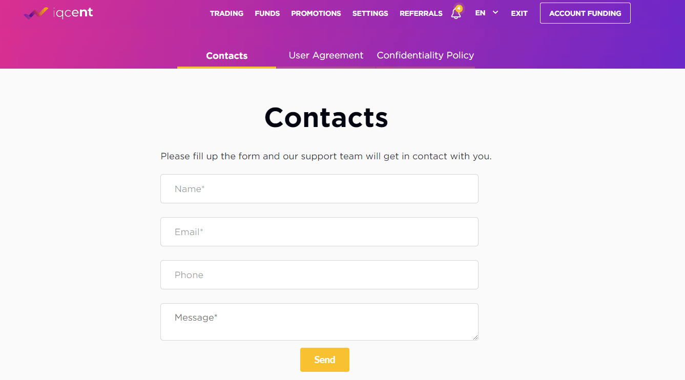 نحوه تماس با پشتیبانی IQCent نحوه تماس با پشتیبانی IQCent